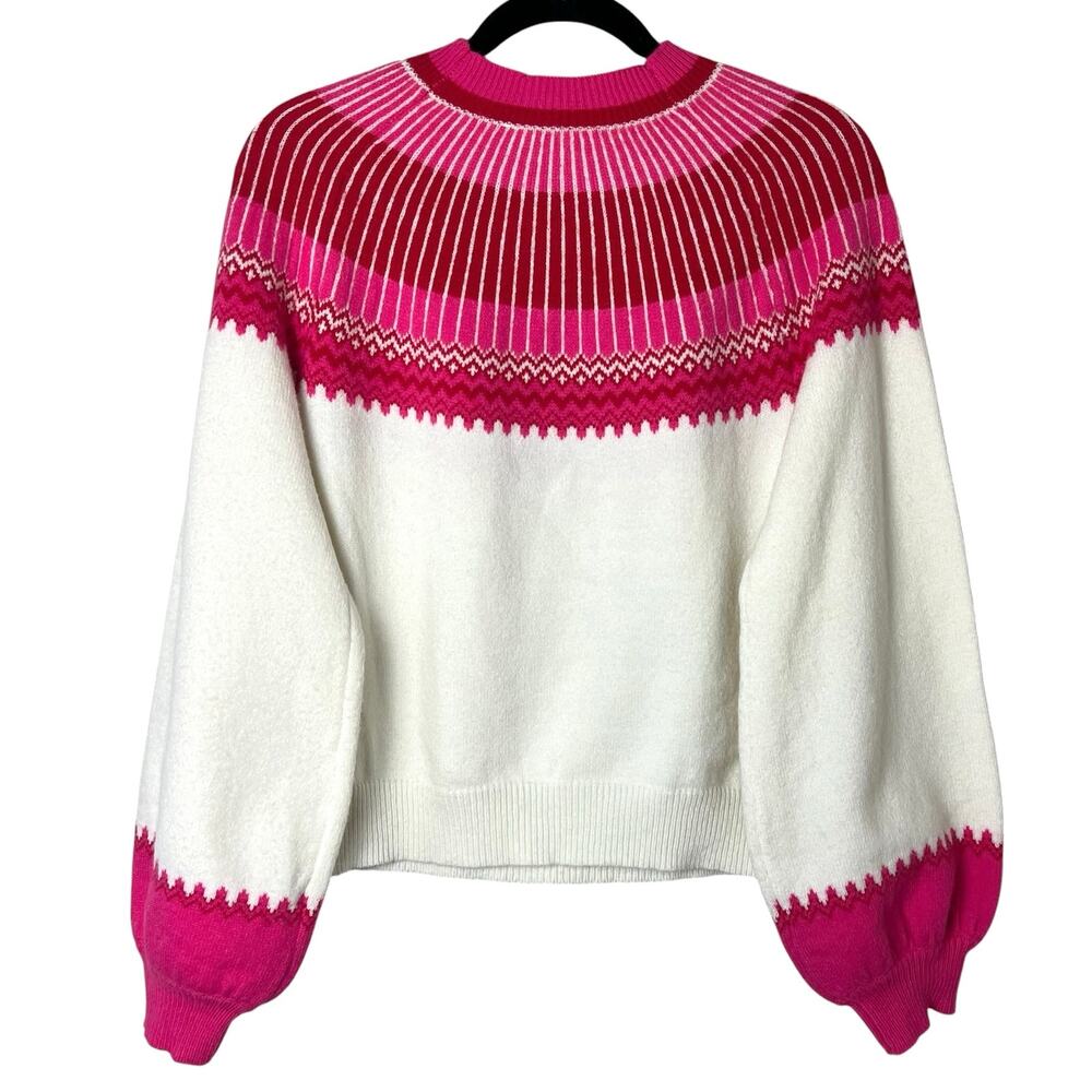 Tuckernuck Hyacinth House Dove Fair Isle Pink Mock Neck Sweater Cottagecore XS - Picture 9 of 10